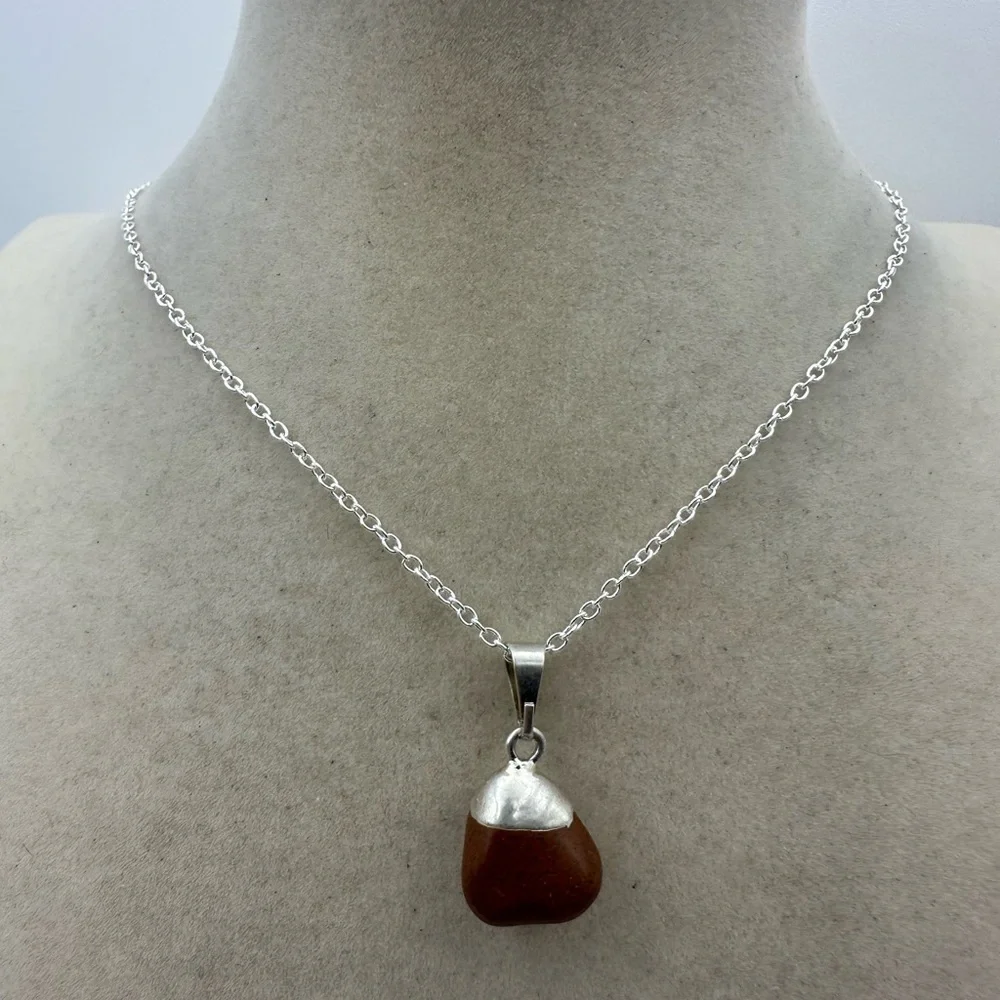Silver and Red Pendant Necklace